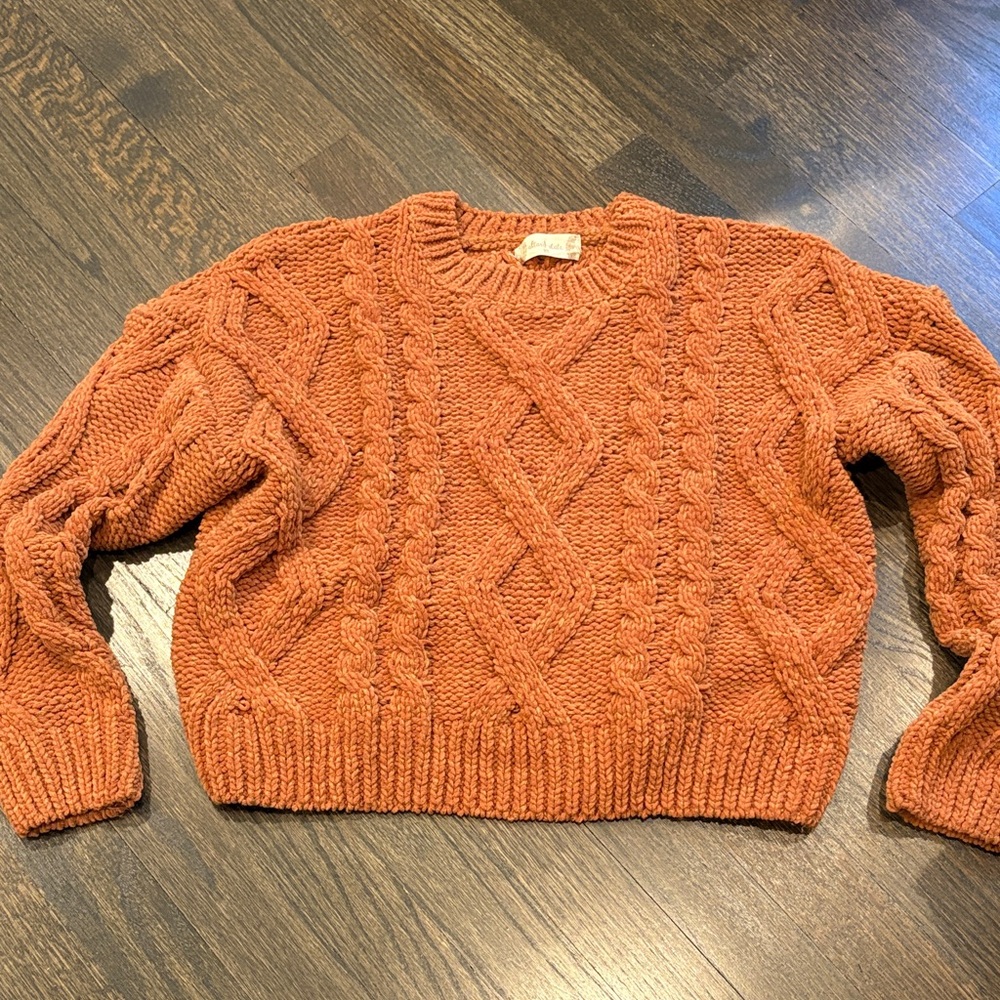 Altar'd State Cable Knit Sweater in Warm Orange